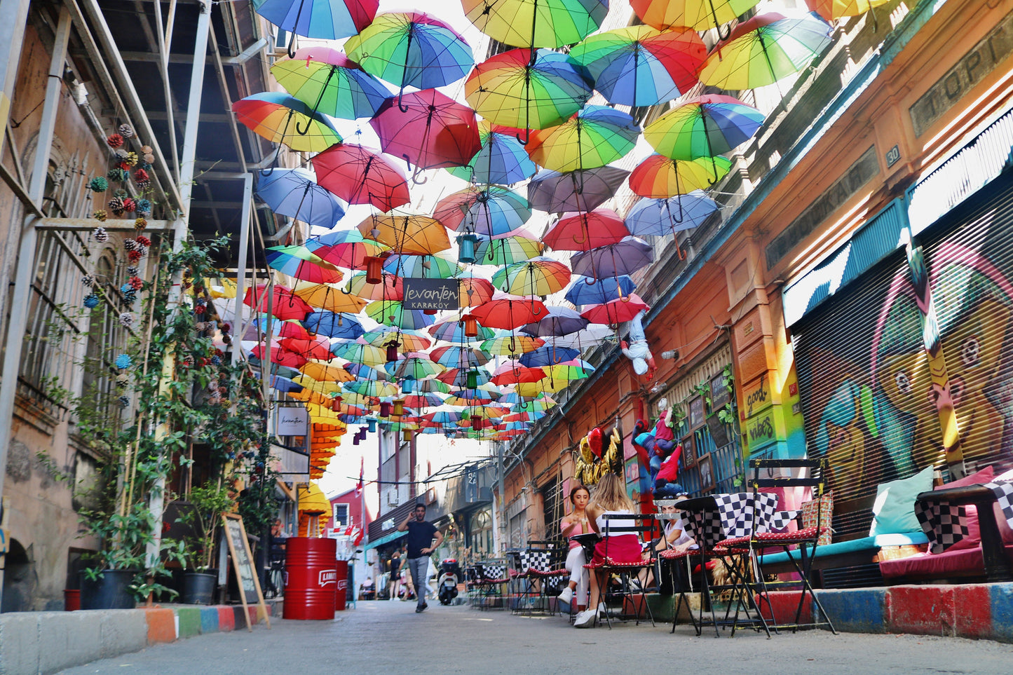 Istanbul Umbrellas Street Karakoy Photography Print Poster