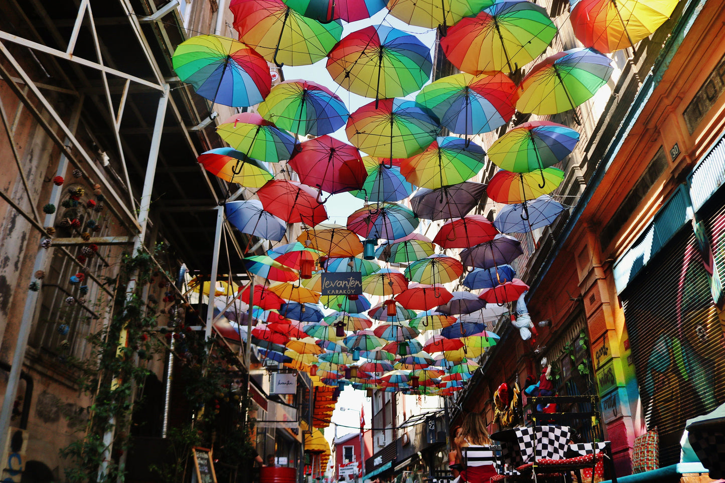 Istanbul Umbrellas Street Karakoy Photography Print Colourful Wall Art