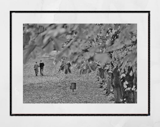 Glasgow Queen's Park Autumn Fall Foliage Black And White Photography Print Wall Art