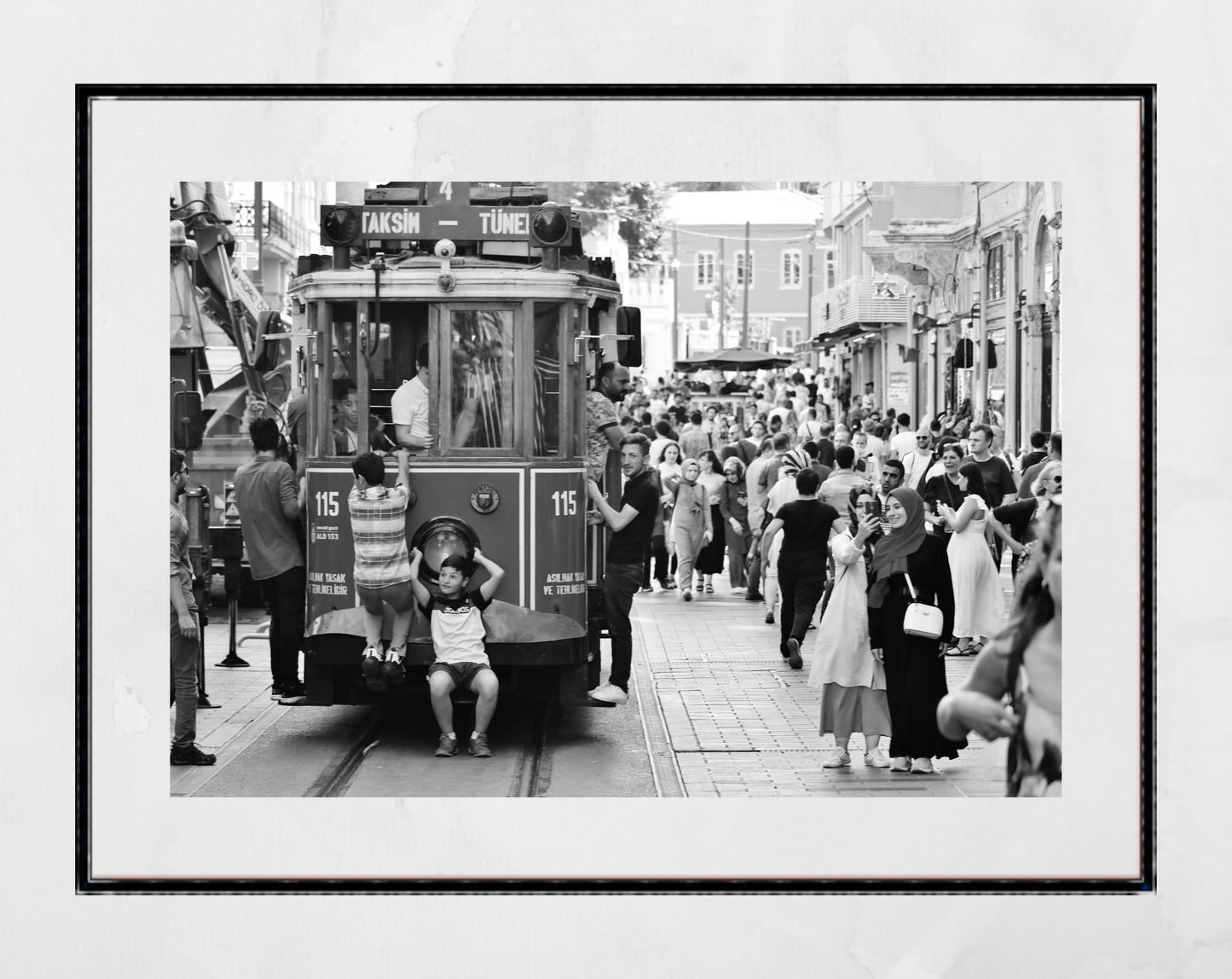 Istanbul Taksim Tram Black And White Street Photography Print Poster