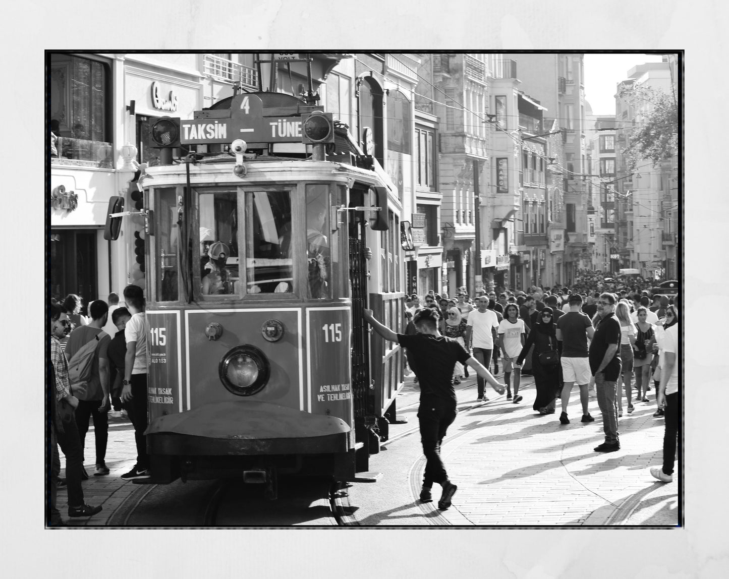 Istanbul Taksim Tram Black And White Photography Print Wall Art