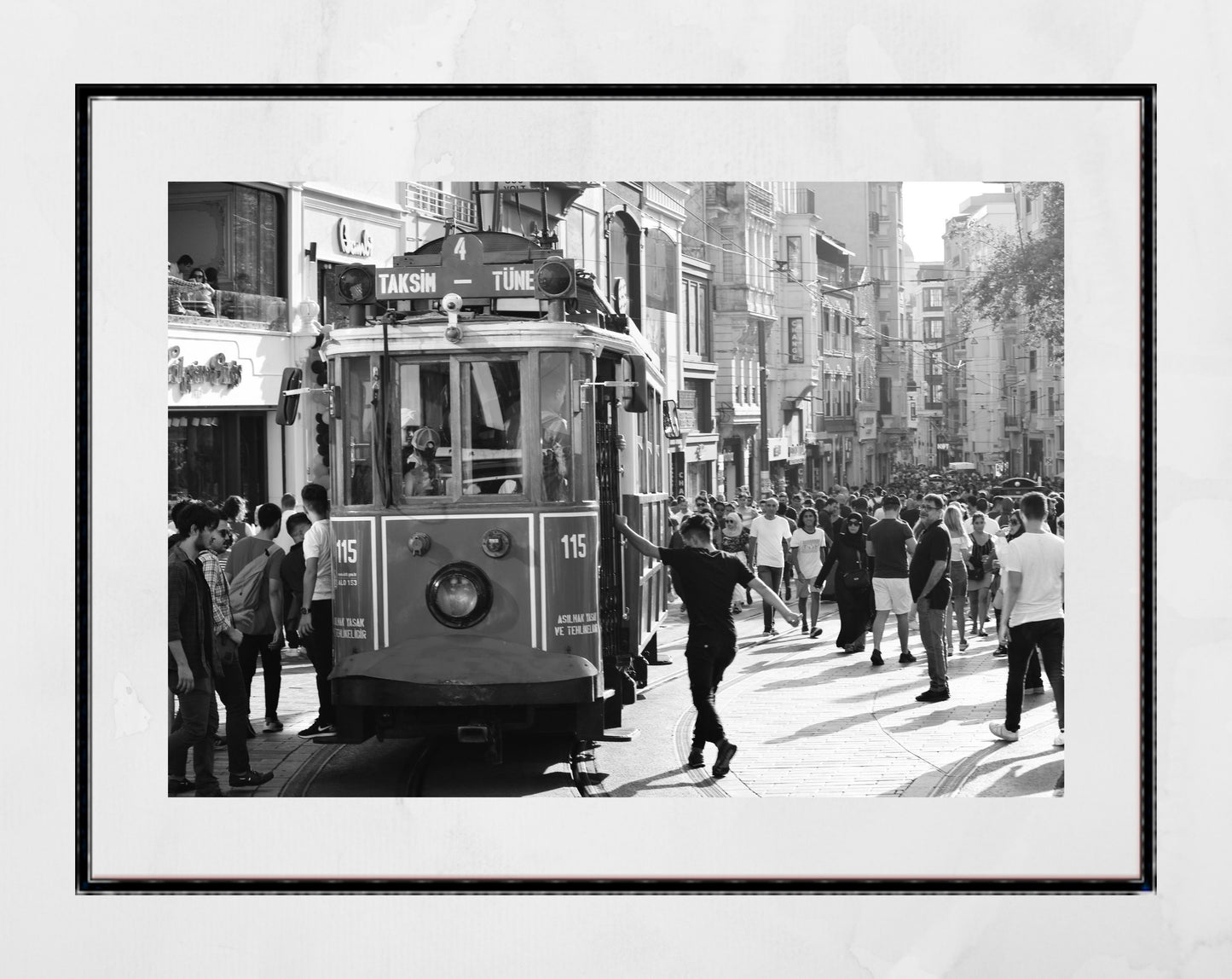 Istanbul Taksim Tram Black And White Photography Print Wall Art