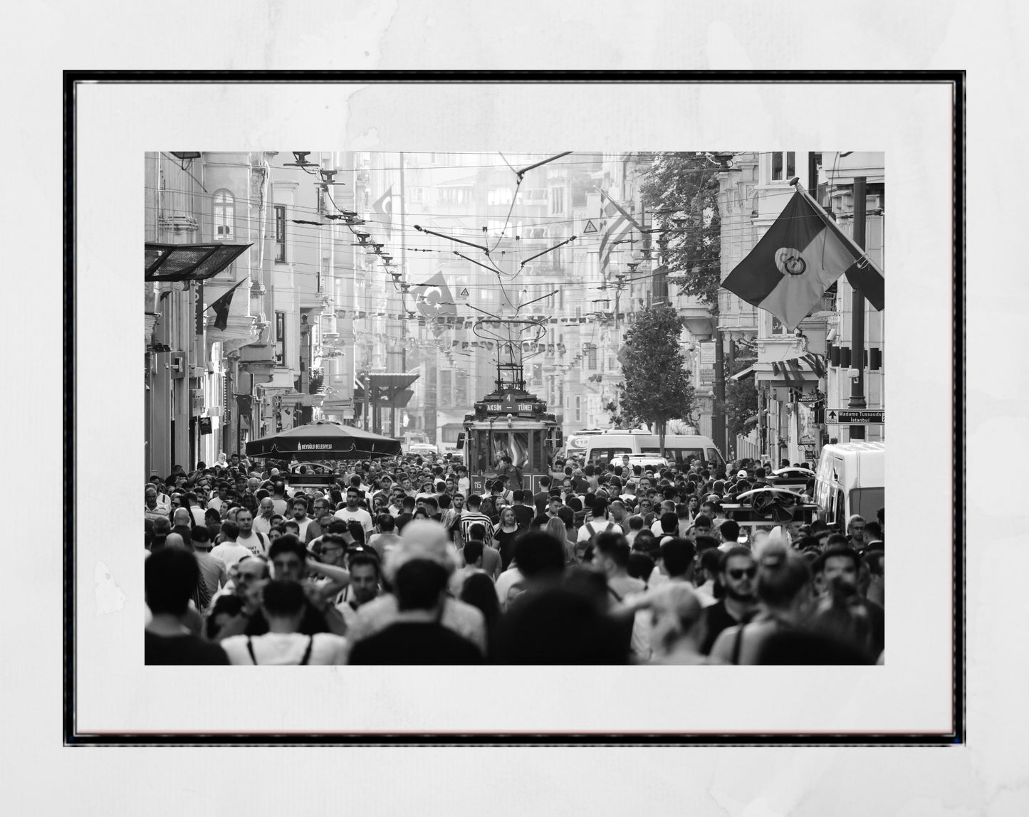Istanbul Taksim Tram Street Black And White Photography Print Wall Decor