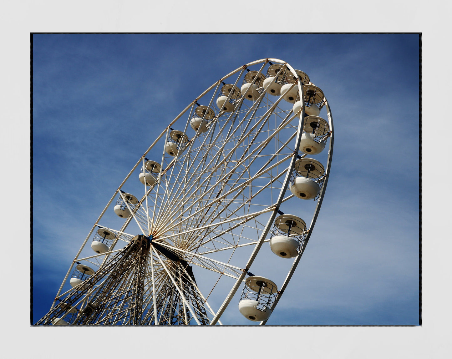 Ferris Wheel Blackpool Central Pier MInimalist Blue Sky Photography Print Wall Art