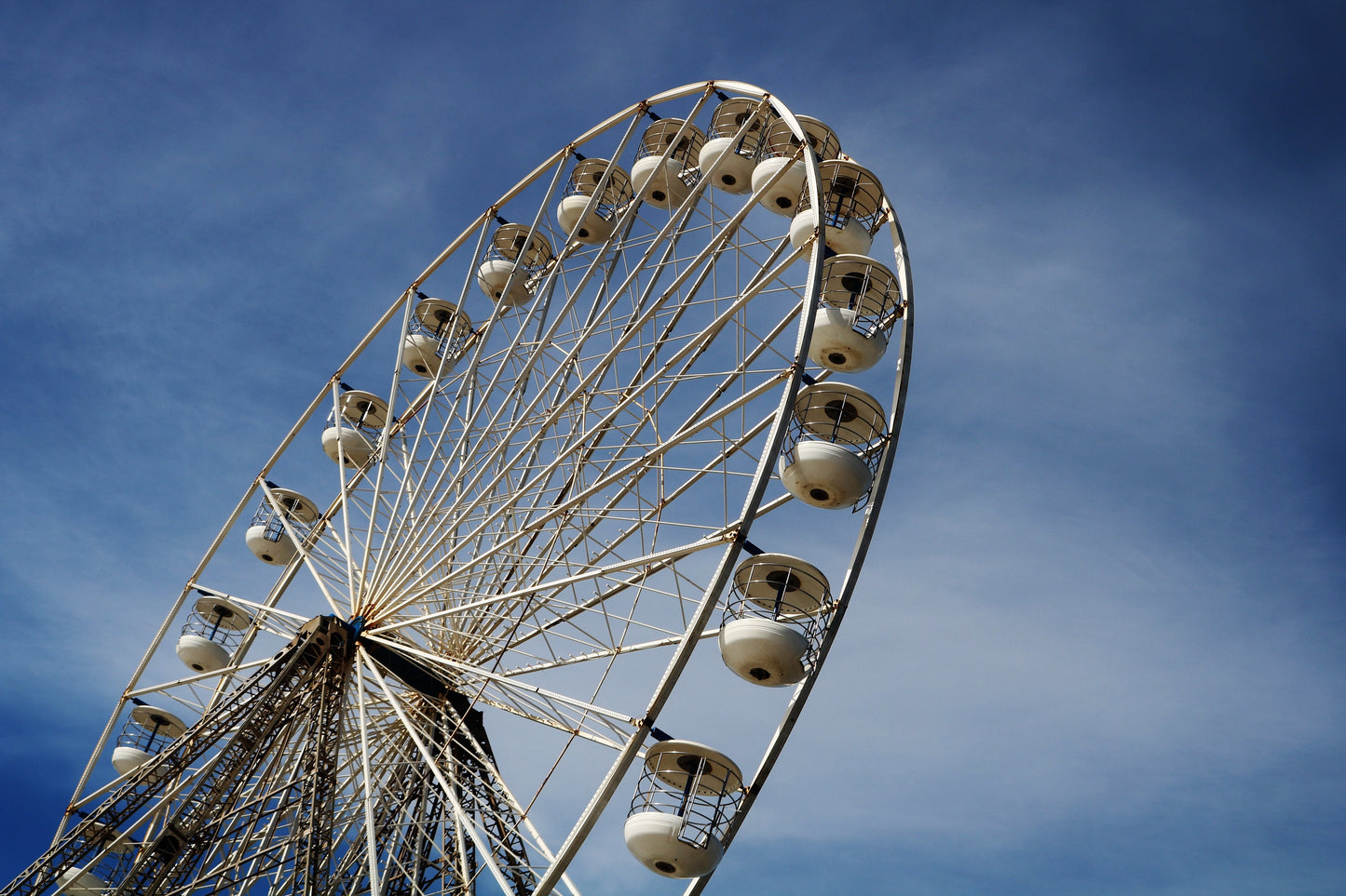 Ferris Wheel Blackpool Central Pier MInimalist Blue Sky Photography Print Wall Art