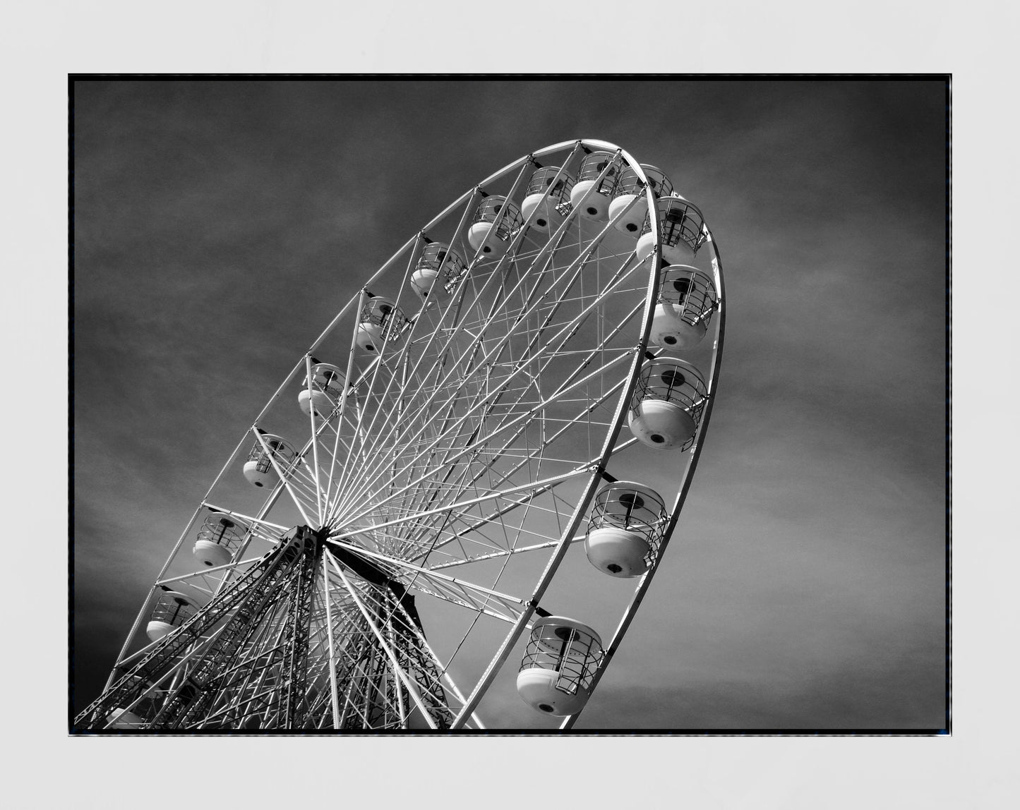 Ferris Wheel Blackpool Central Pier Minimalist Black And White Photography Print Wall Art