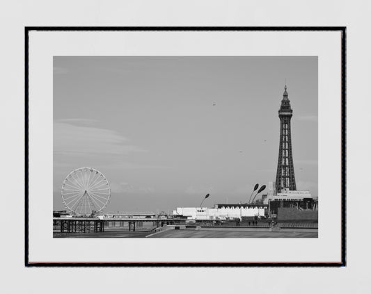 Blackpool Poster Blackpool Tower Central Pier Black And White Photography Print