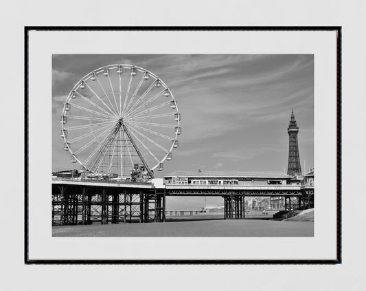 Blackpool Poster Blackpool Tower Central Pier Black And White Photography Wall Art