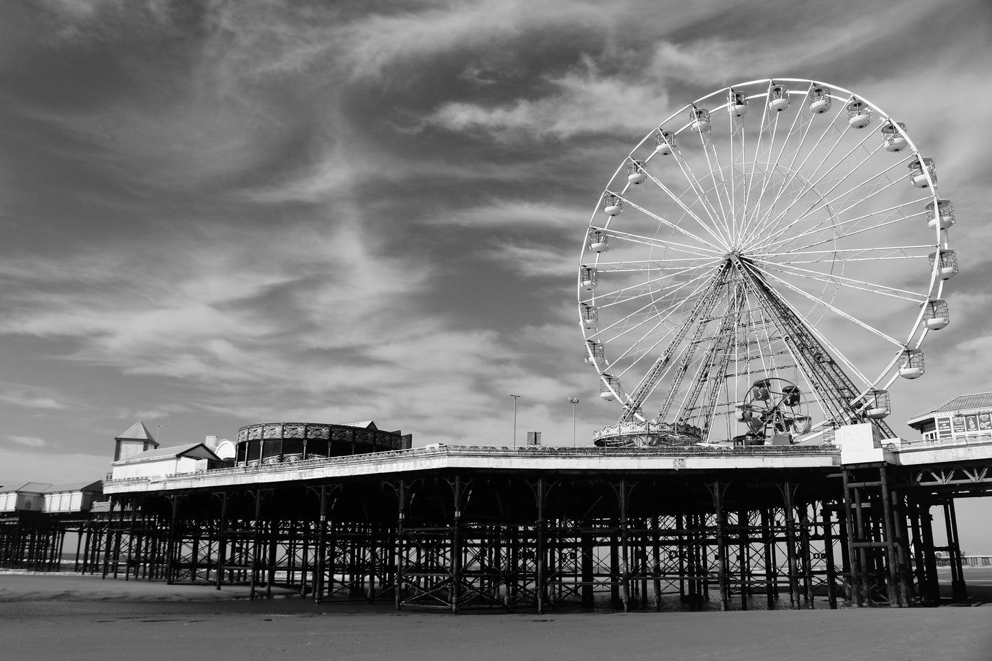 Blackpool Poster Central Pier Ferris Wheel Black And White Photography