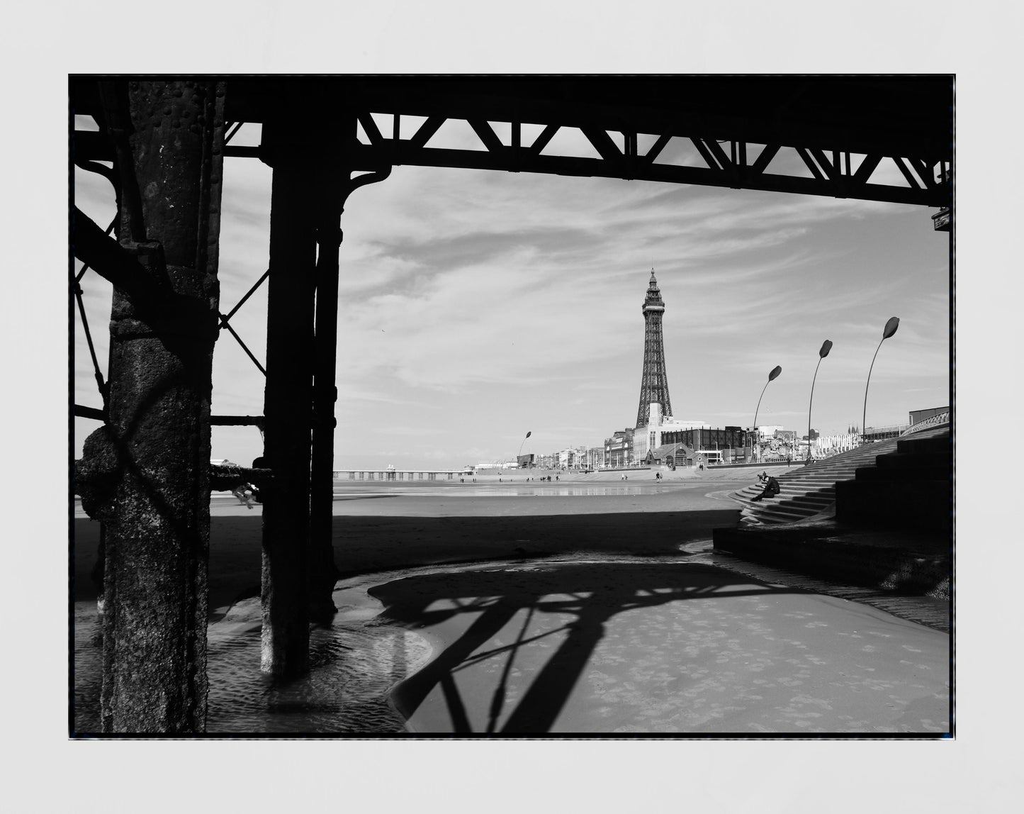 Blackpool Tower Poster Under The Boardwalk Black And White Photography Print