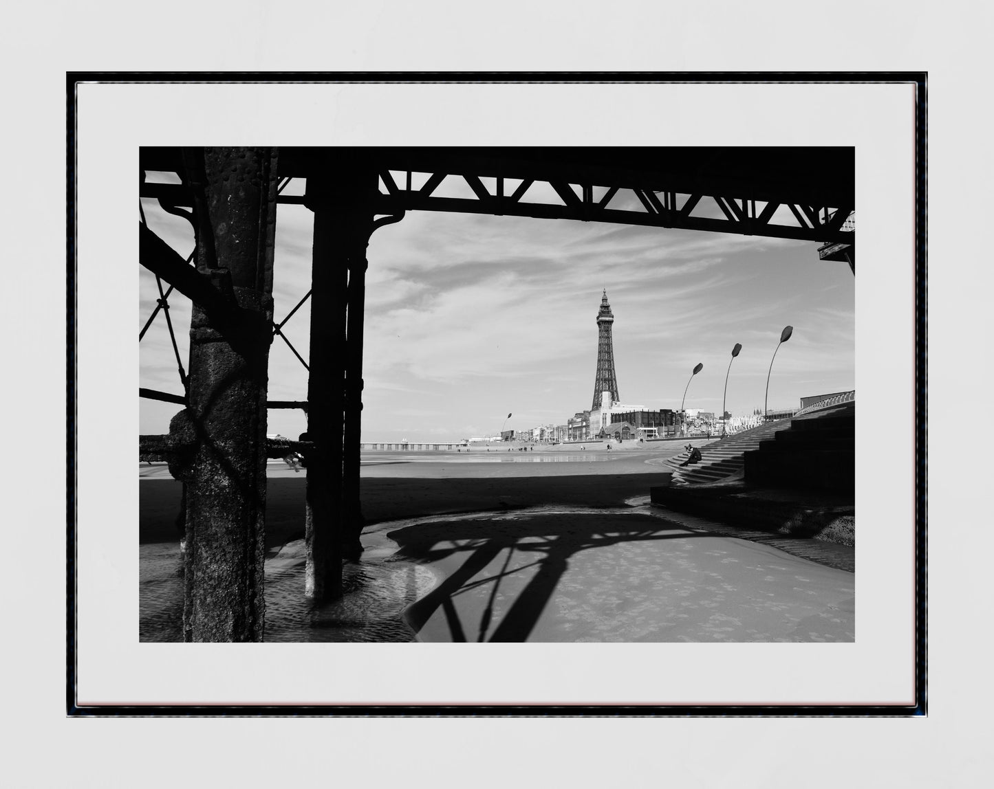 Blackpool Tower Poster Under The Boardwalk Black And White Photography Print