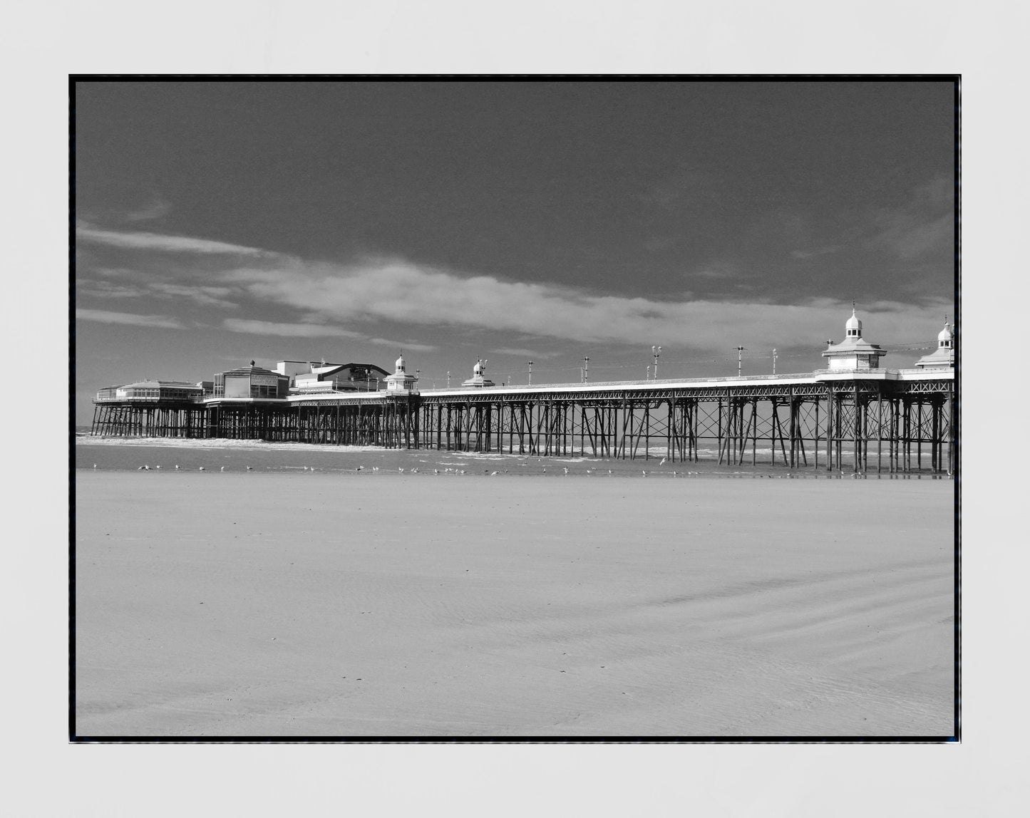 Blackpool Poster North Pier Coastal British Seaside Black And White Photography Print