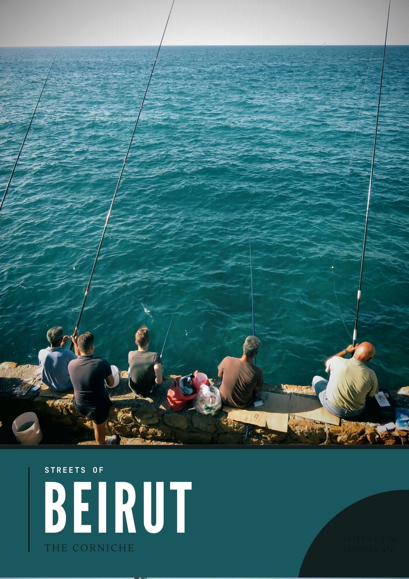 Beirut Corniche Photography Gift, Fisherman at Mediterranean Sea Lebanon