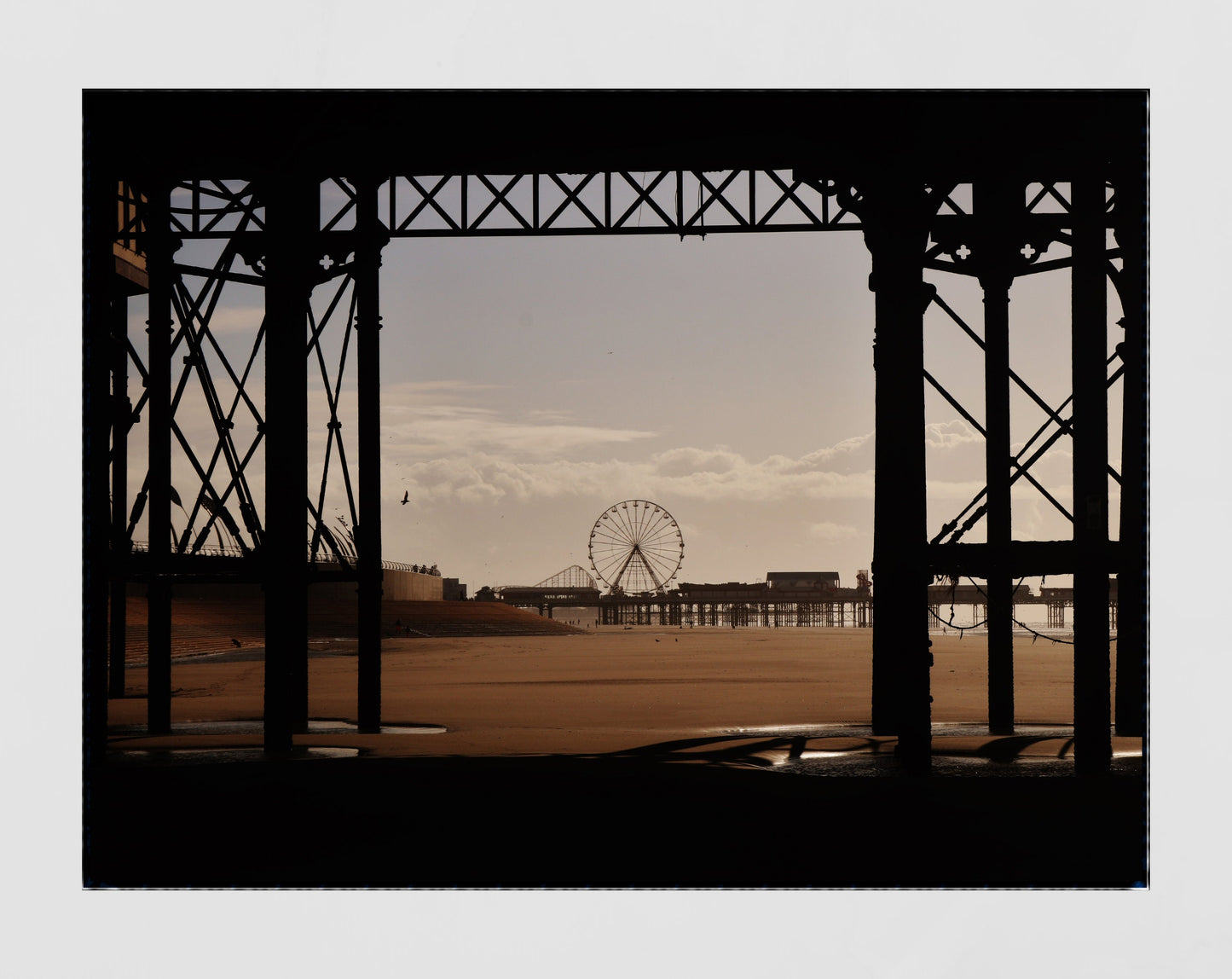 Blackpool Poster Ferris Wheel Under The Boardwalk Beach Photography