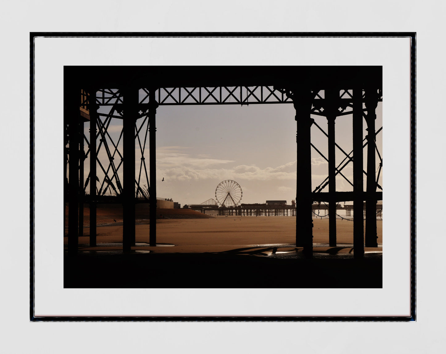 Blackpool Poster Ferris Wheel Under The Boardwalk Beach Photography