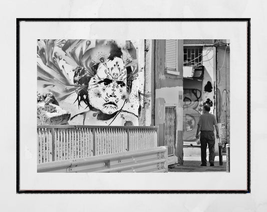 Istanbul Kadikoy Street Art Black And White Poster Photography Print