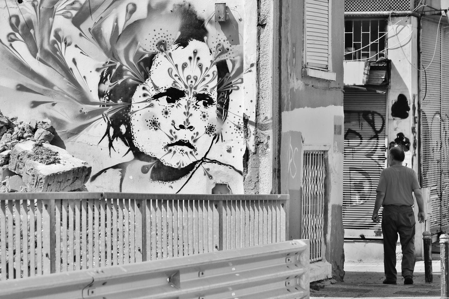 Istanbul Kadikoy Street Art Black And White Poster Photography Print