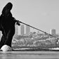 Middle East Istanbul Fishing Black And White Photography Print