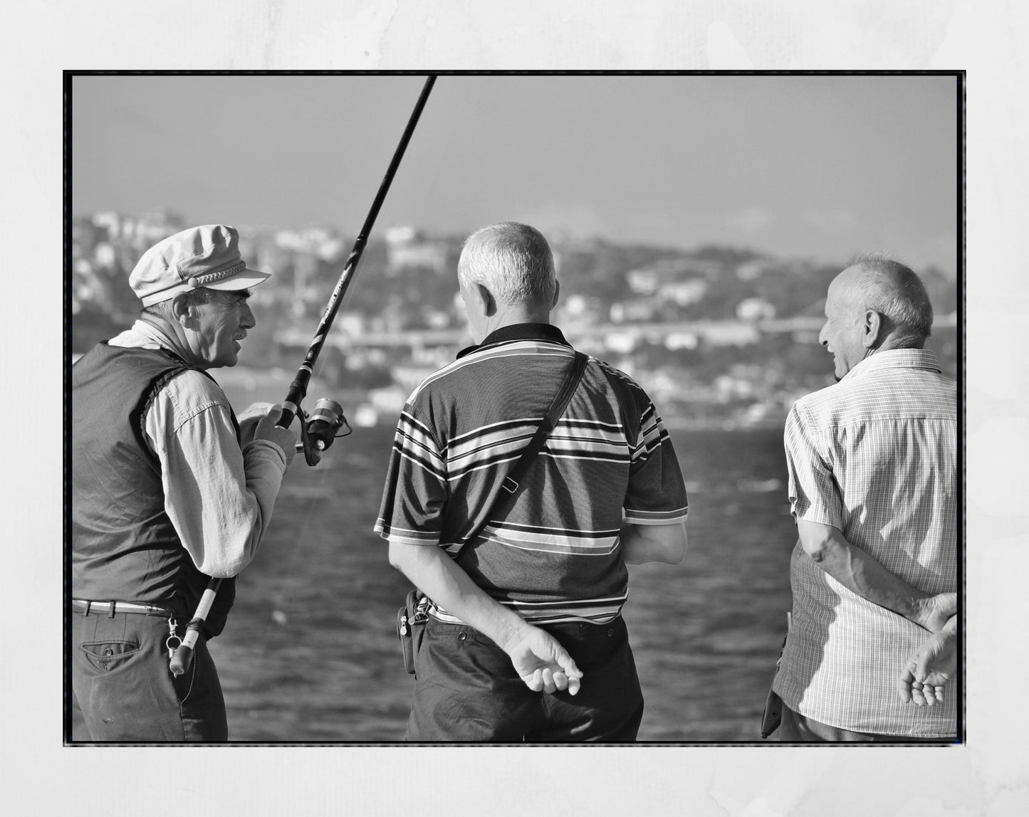 Fishing Istanbul Uskudar Black And White Photography Print Wall Art