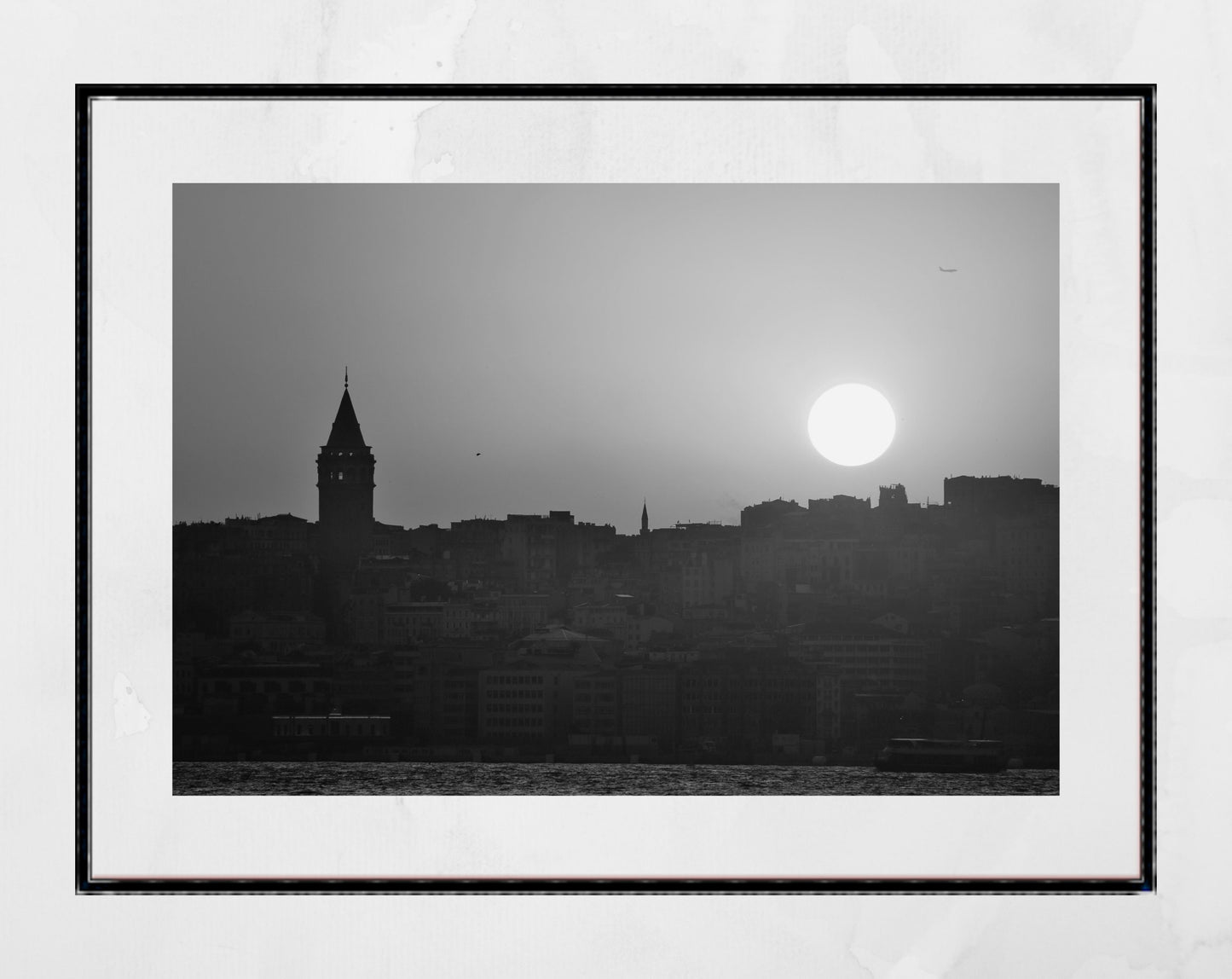 Istanbul Galata Tower Sunset Black And White Photography Print