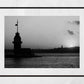 Istanbul Maiden's Tower Sunset Black And White Photography Print