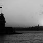 Istanbul Maiden's Tower Sunset Black And White Photography Print