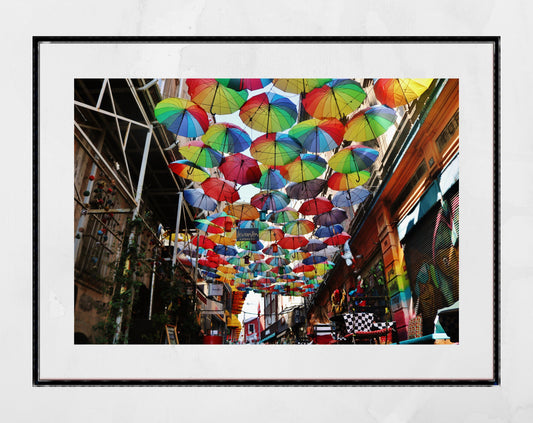 Istanbul Umbrellas Street Karakoy Photography Print Colourful Wall Art