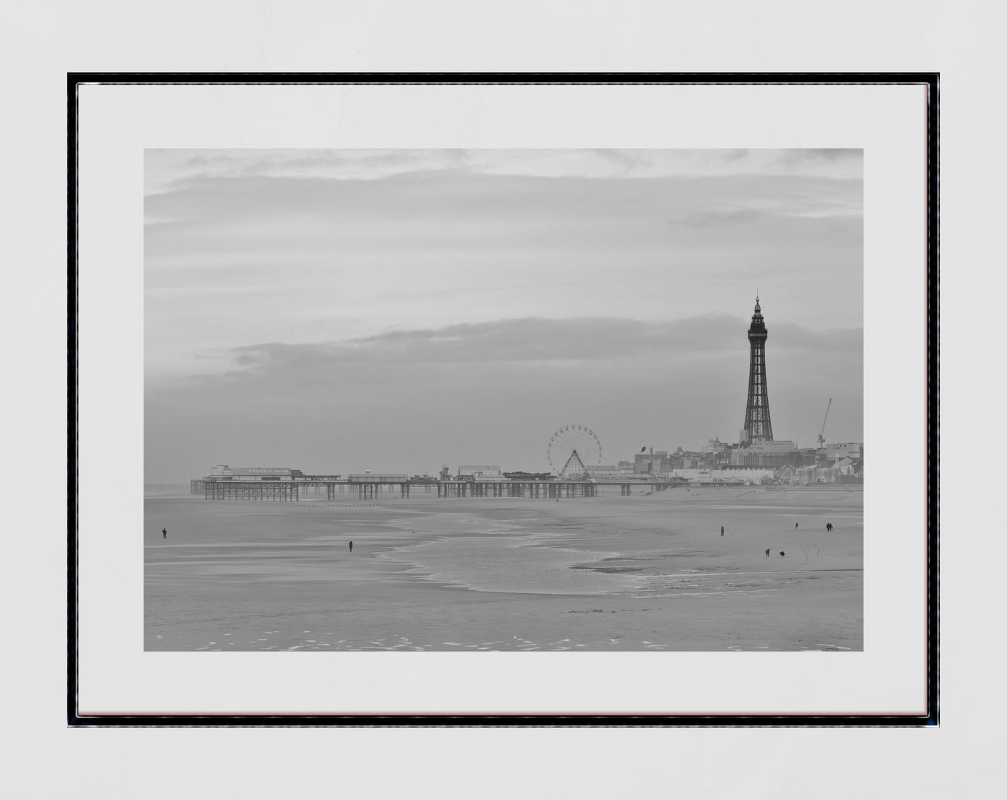 Blackpool Photography Print Blackpool Tower Beach Central Pier Black And White Poster Gift