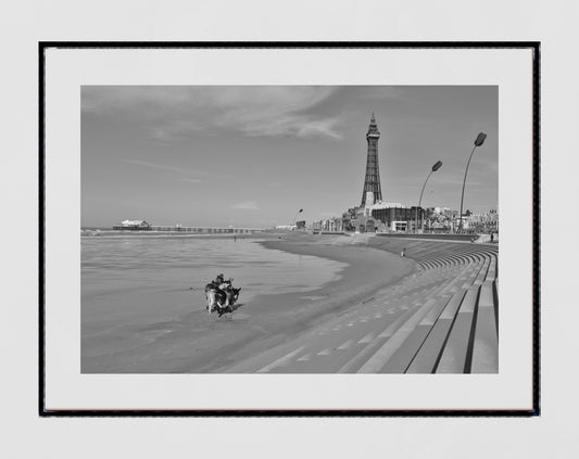 Blackpool Photography Print Blackpool Beach Donkey Ride Black And White Poster