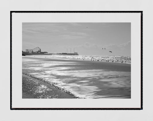 Blackpool Beach Black And White Photography Print Poster