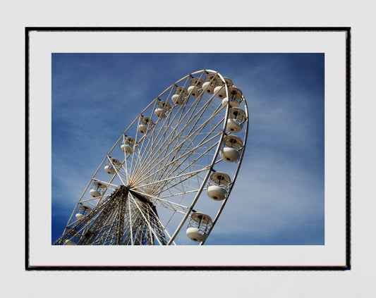 Ferris Wheel Blackpool Central Pier MInimalist Blue Sky Photography Print Wall Art