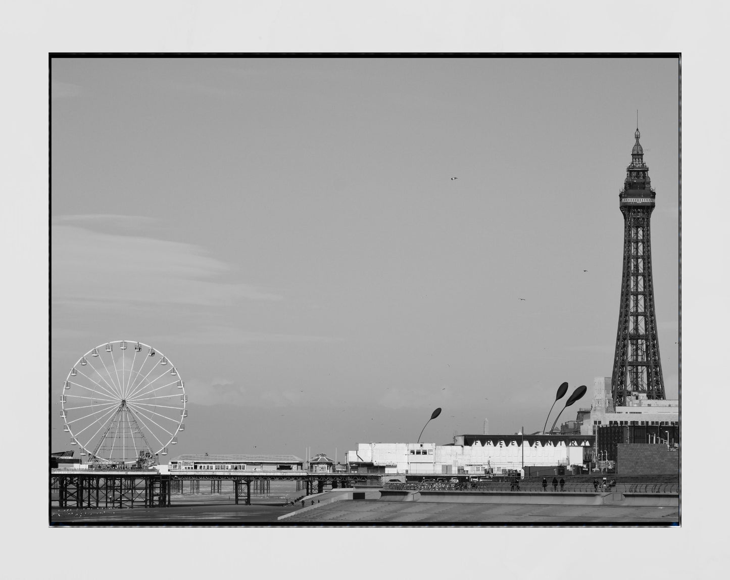 Blackpool Poster Blackpool Tower Central Pier Black And White Photography Print