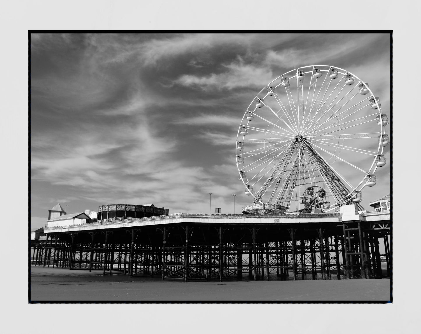 Blackpool Poster Central Pier Ferris Wheel Black And White Photography