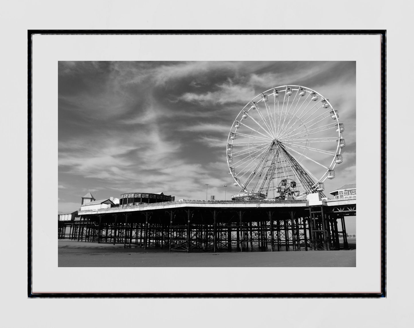 Blackpool Poster Central Pier Ferris Wheel Black And White Photography