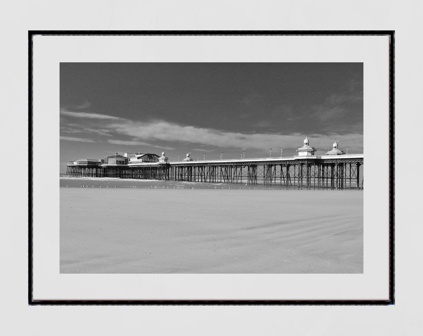 Blackpool Poster North Pier Coastal British Seaside Black And White Photography Print