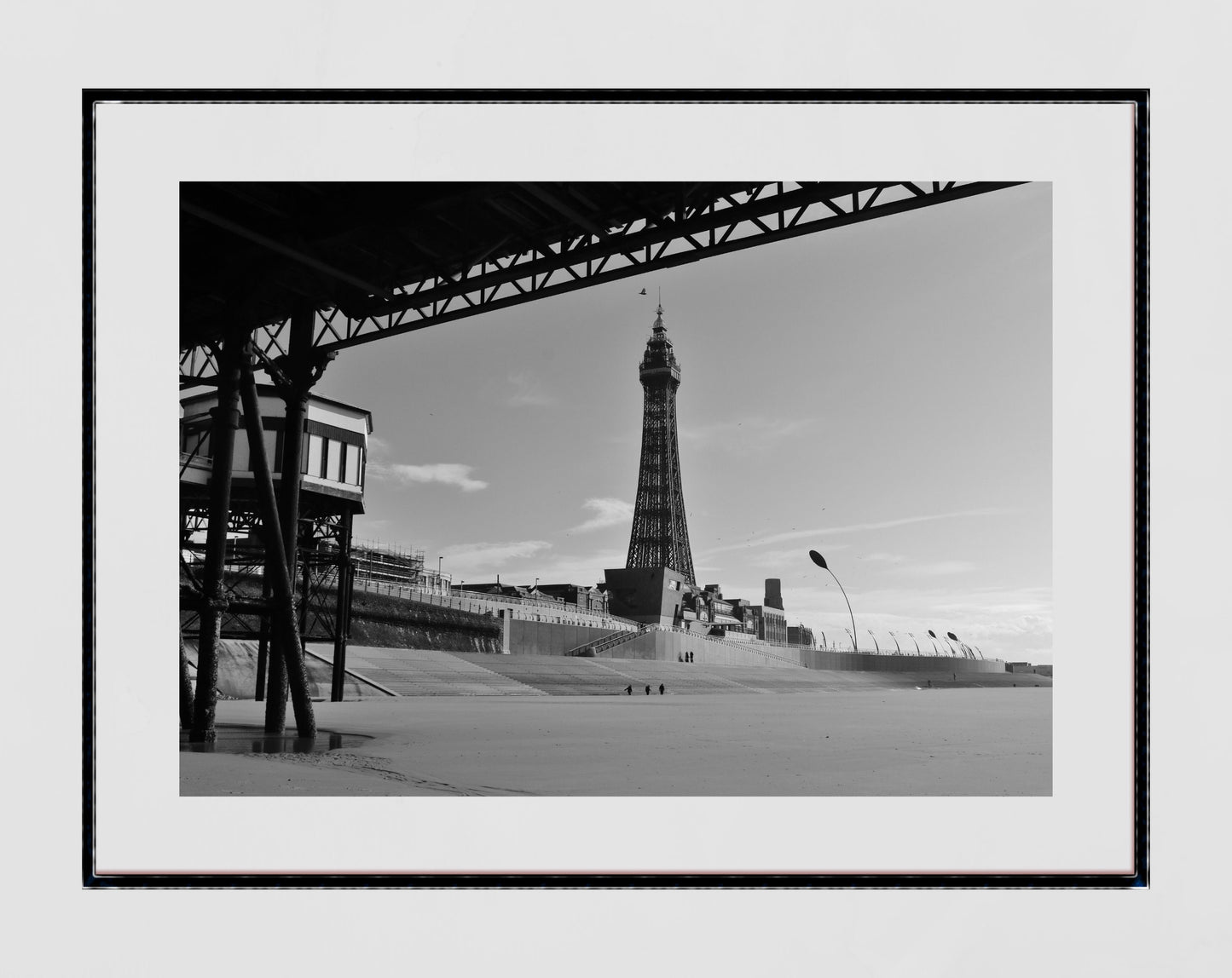 Blackpool Tower Poster Under The Boardwalk North Pier Black And White Photography Print