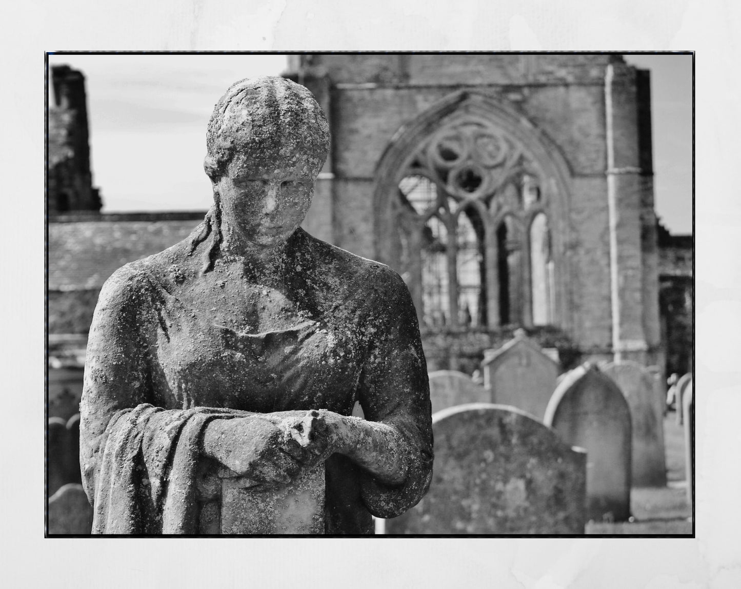 Dumfries Scotland Poster Sweetheart Abbey Graveyard Black And White Photography Print