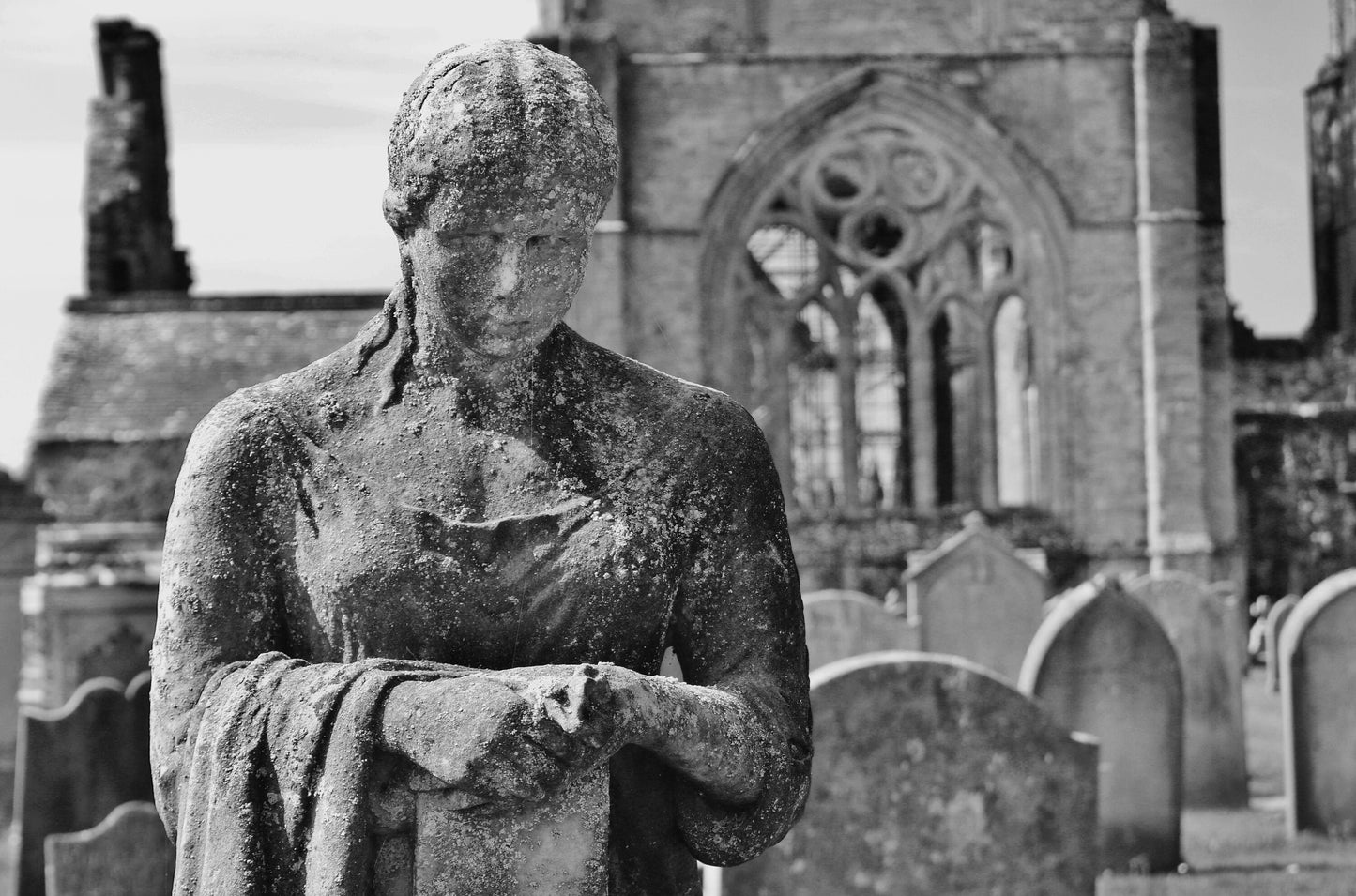 Dumfries Scotland Poster Sweetheart Abbey Graveyard Black And White Photography Print