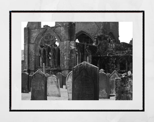 Dumfries Poster Sweetheart Abbey Graveyard Black And White Photography Print