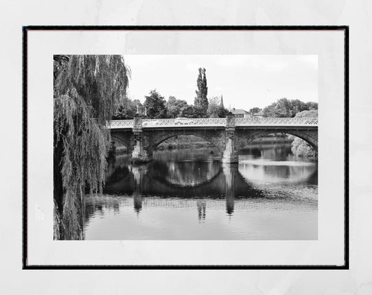 Dumfries Scotland River Nith New Bridge Black And White Photography Print Poster