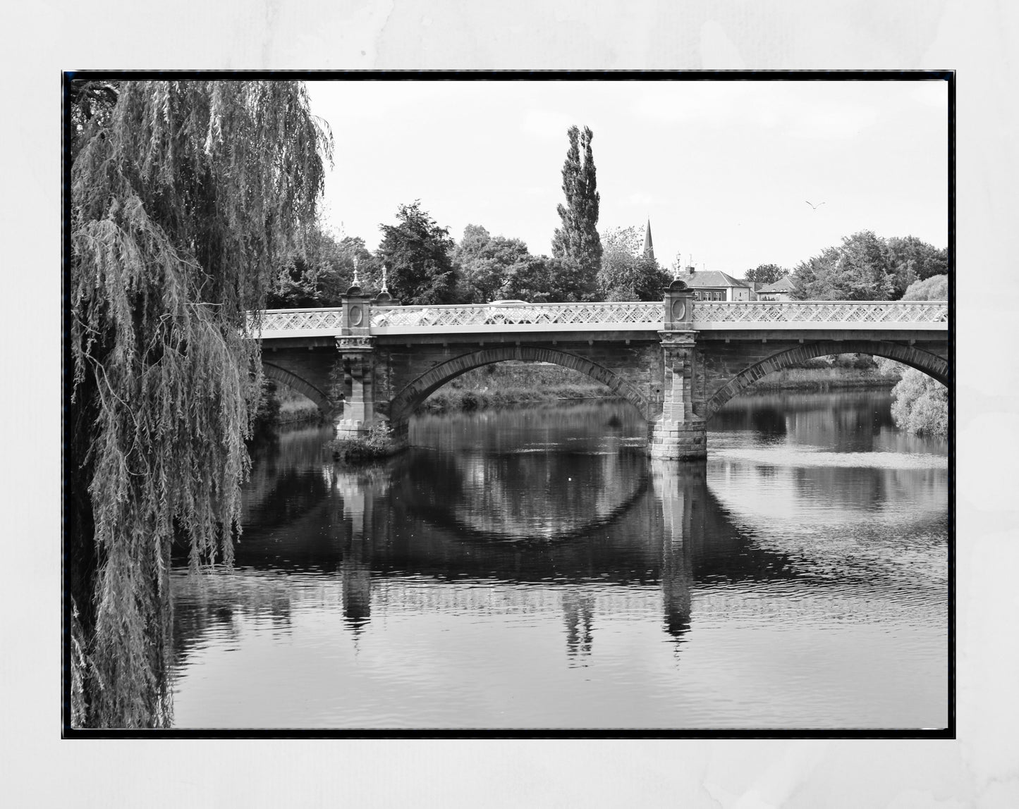 Dumfries Scotland River Nith New Bridge Black And White Photography Print Poster