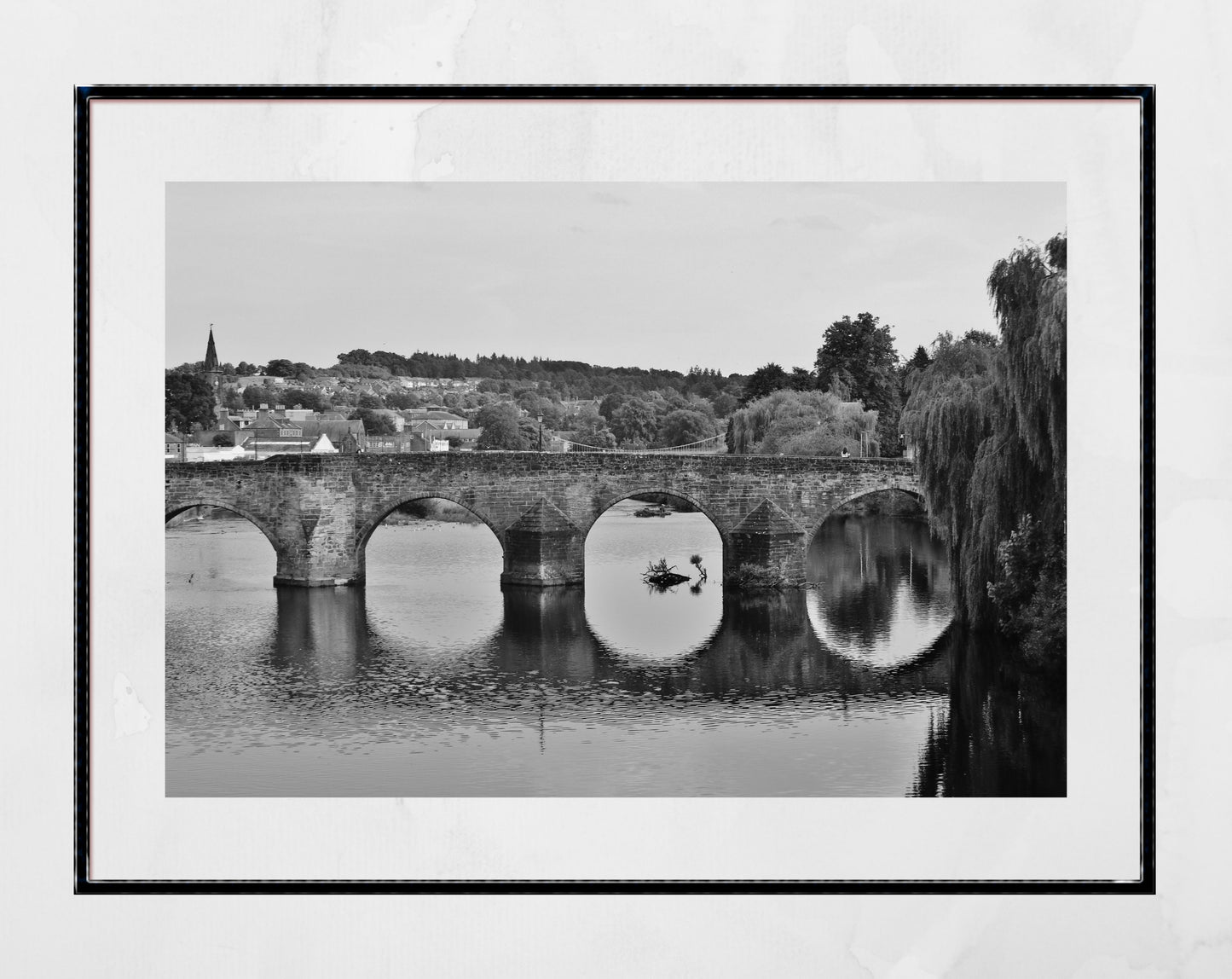 Dumfries River Nith Devorgilla Bridge Black And White Photography Print Poster