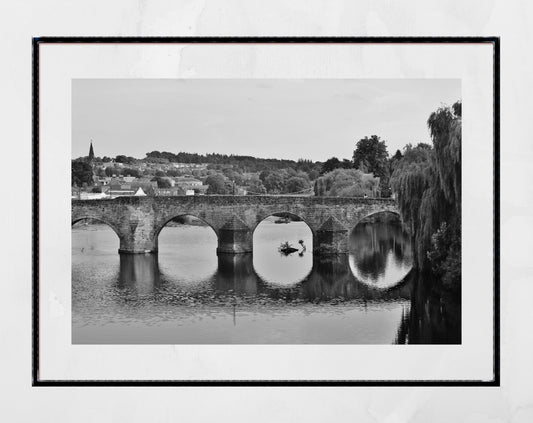 Dumfries River Nith Devorgilla Bridge Black And White Photography Print Poster