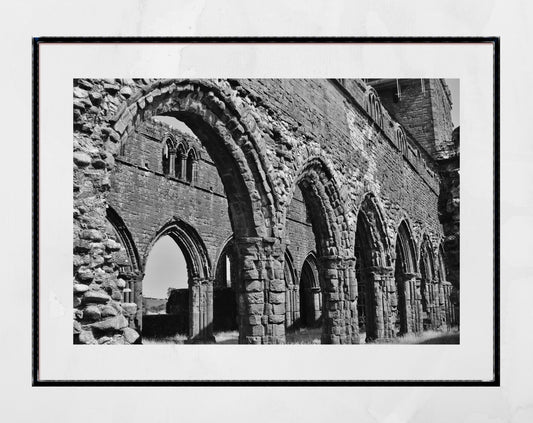 Dumfries Scotland Poster Sweetheart Abbey Black And White Photography Print