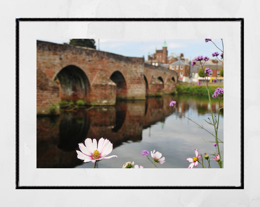 Dumfries Scotland River Nith Devorgilla Bridge Flower Photography Print Poster