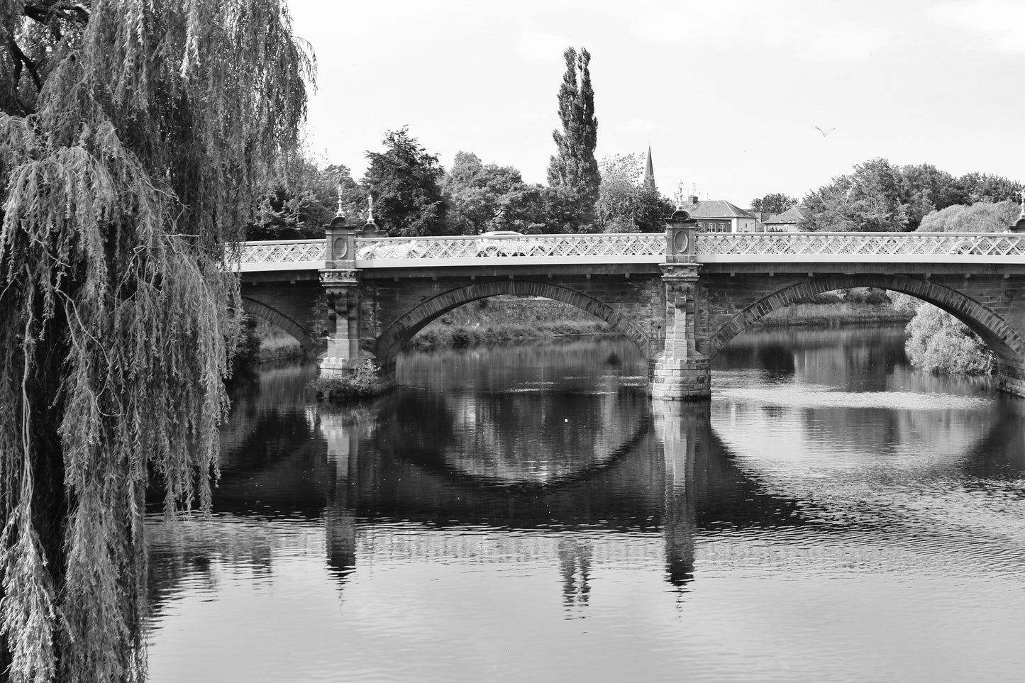 Dumfries Scotland River Nith New Bridge Black And White Photography Print Poster