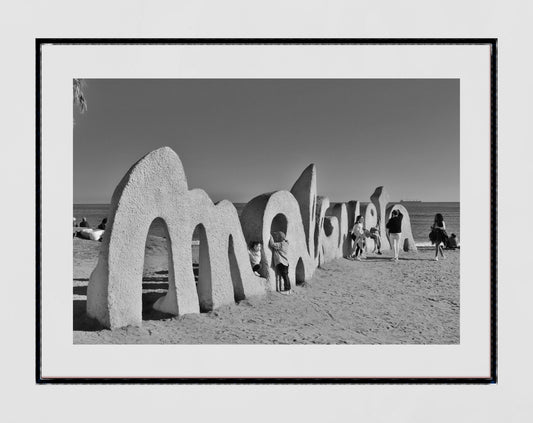 Malaga Spain Beach Black And White Photography Print