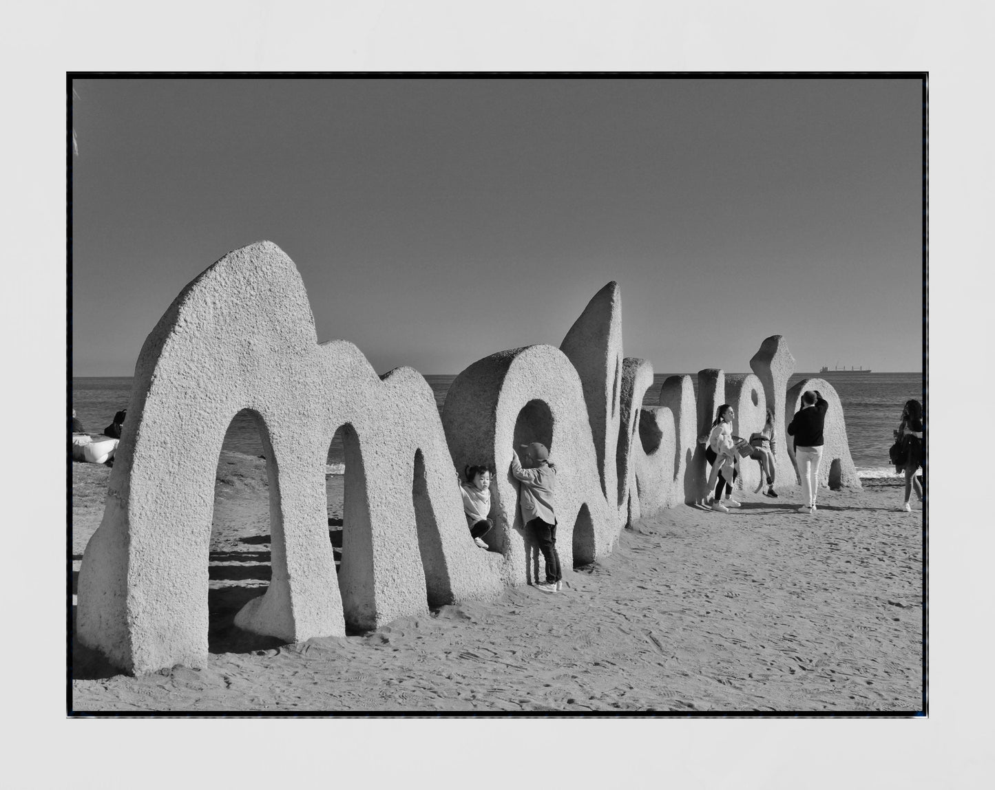 Malaga Spain Beach Black And White Photography Print