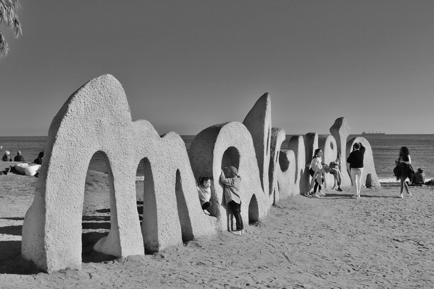 Malaga Spain Beach Black And White Photography Print