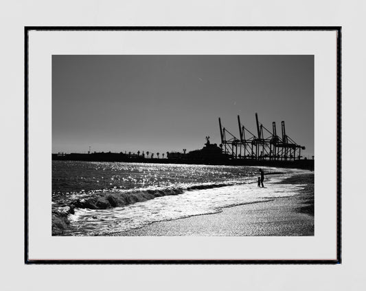 Malaga Spain Beach Photography Black And White Minimalist Wall Art